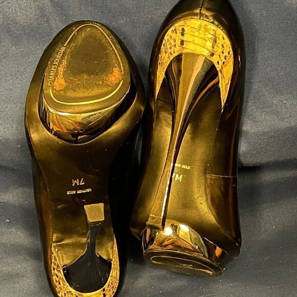 Charles Jourdan Paris Heels Black Patent Leather- Size 7 - Picture 6 of 6